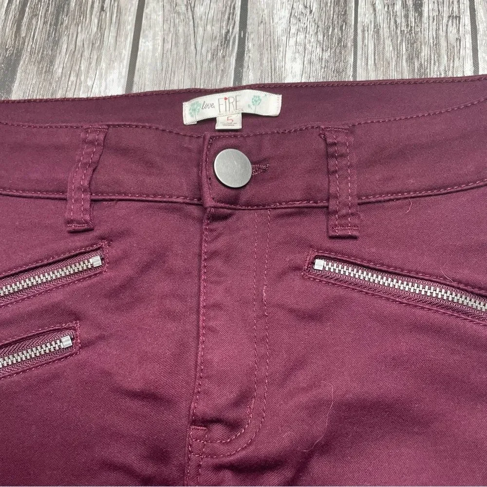 Love Fire Women’s Skinny Leg Chino Pants Burgundy Maroon Size 5 - Picture 5 of 11